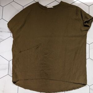 Elizabeth Suzann Harper Tunic in Olive Midweight Linen Size OSM